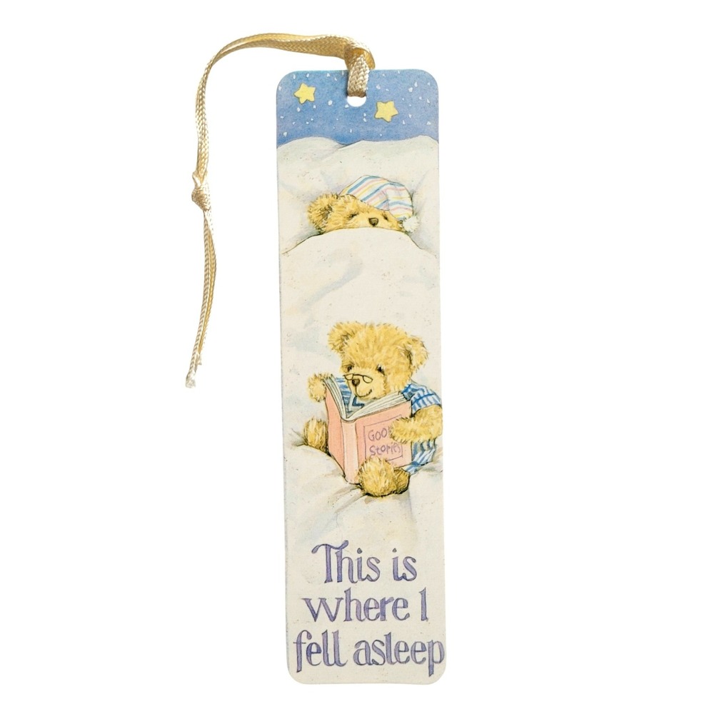 Vintage 90s "Fell Asleep" Bookmark Teddy Bear Cloud Night Sky- Russ Berrie 13592